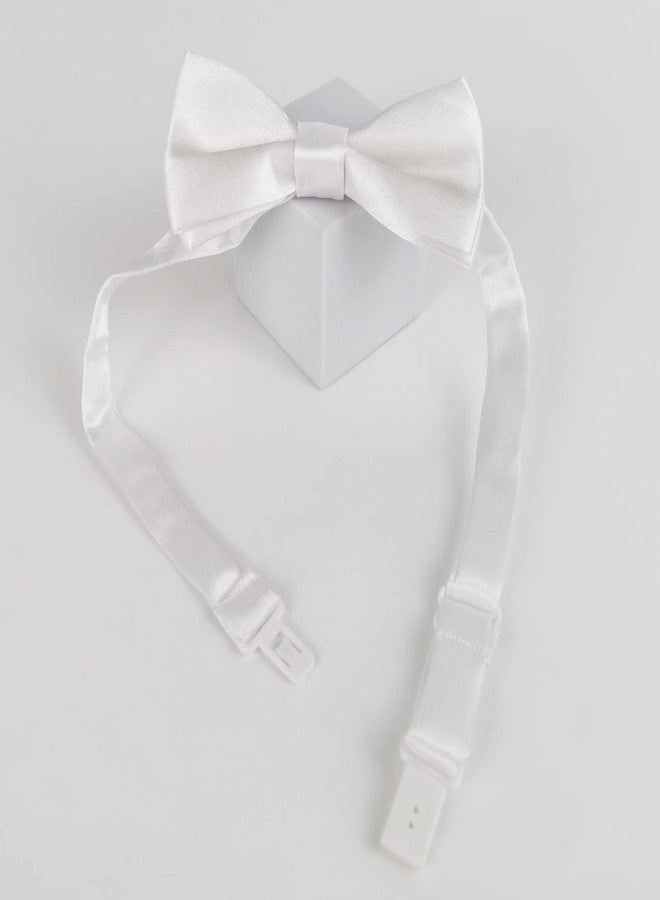 Koolmox KOOMOX White Bow for Dog, Adjustable Dog Bow Tie Collar for Small Puppy Dogs Cats Pets Wedding Birthday Graduation Christmas Holiday Homecoming Costum - Image 3